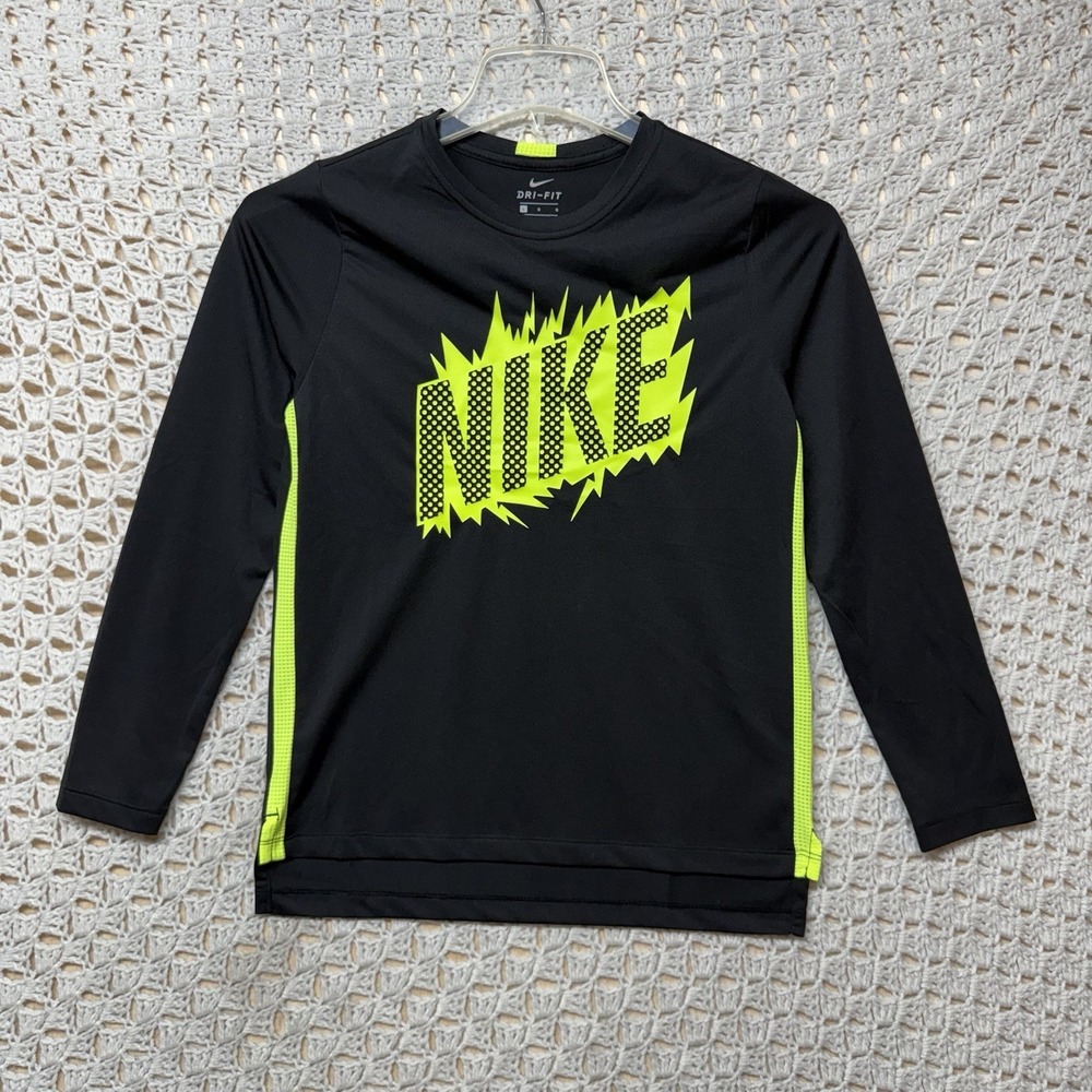 Nike Dri-Fit Shirt Boy Youth Size L Black Performance Long Sleeve Breathable